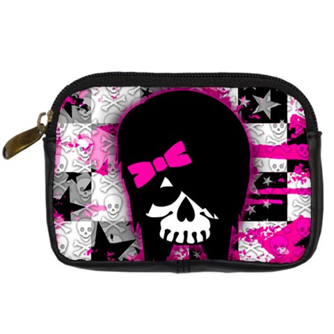 Scene Kid Girl Skull Digital Camera Leather Case from ArtsNow.com Front
