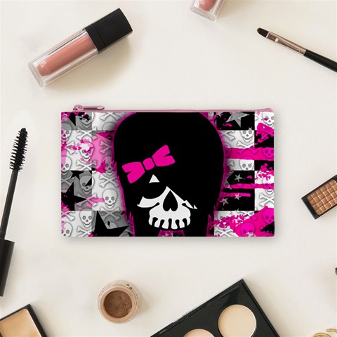 Scene Kid Girl Skull Cosmetic Bag (Small) from ArtsNow.com Front