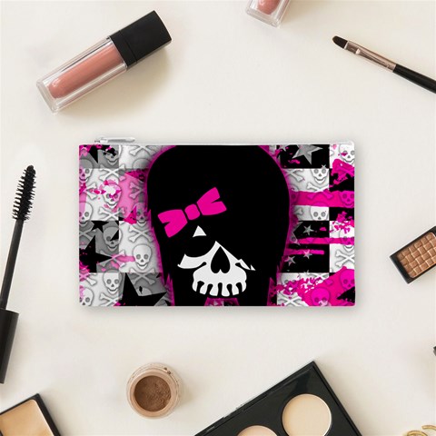 Scene Kid Girl Skull Cosmetic Bag (Small) from ArtsNow.com Front