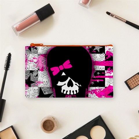 Scene Kid Girl Skull Cosmetic Bag (Small) from ArtsNow.com Front