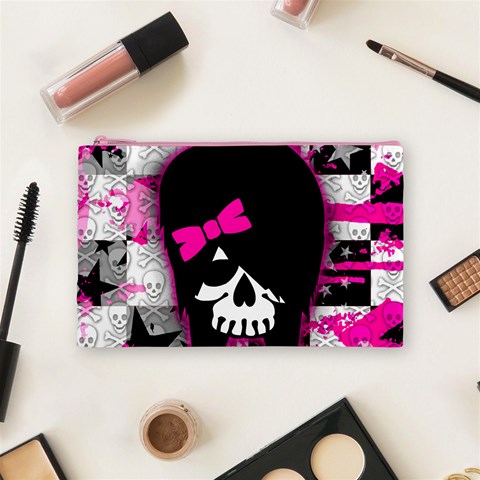 Scene Kid Girl Skull Cosmetic Bag (Medium) from ArtsNow.com Front
