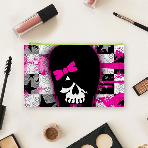 Scene Kid Girl Skull Cosmetic Bag (Medium) from ArtsNow.com Front