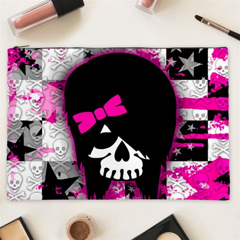 Scene Kid Girl Skull Cosmetic Bag (XXL) from ArtsNow.com Front