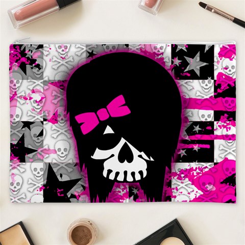 Scene Kid Girl Skull Cosmetic Bag (XXXL) from ArtsNow.com Front