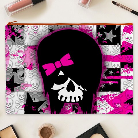Scene Kid Girl Skull Cosmetic Bag (XXXL) from ArtsNow.com Front