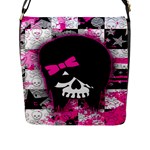 Scene Kid Girl Skull Flap Closure Messenger Bag (Large)