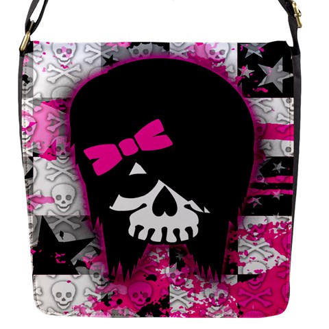 Scene Kid Girl Skull Flap closure messenger bag (Small) from ArtsNow.com Front