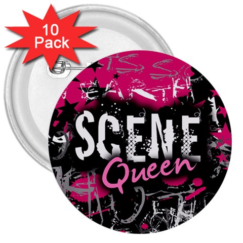 Scene Queen 3  Button (10 pack) from ArtsNow.com Front