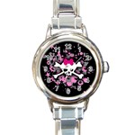 Scene Skull Splatter Round Italian Charm Watch