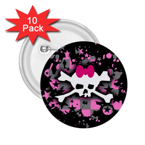 Scene Skull Splatter 2.25  Button (10 pack) from ArtsNow.com Front
