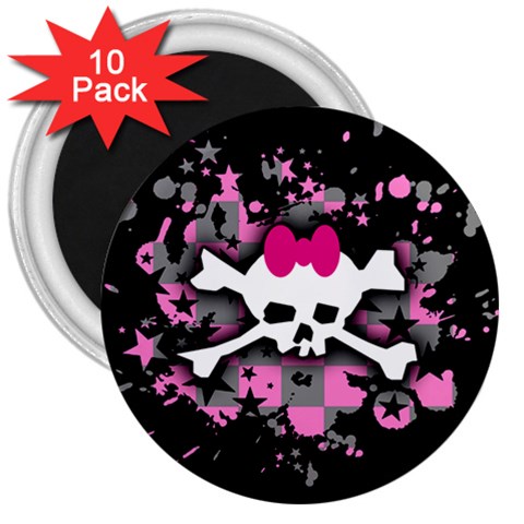 Scene Skull Splatter 3  Magnet (10 pack) from ArtsNow.com Front