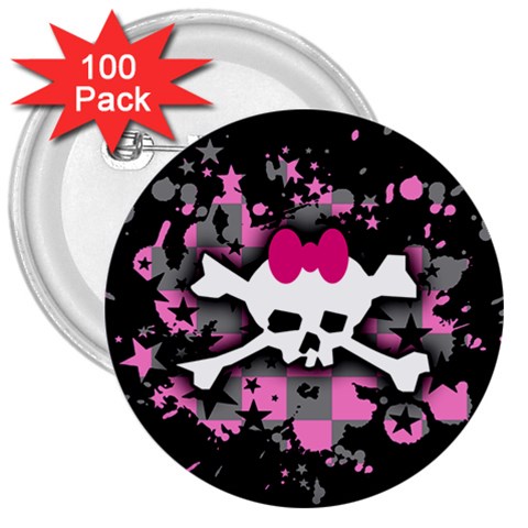 Scene Skull Splatter 3  Button (100 pack) from ArtsNow.com Front