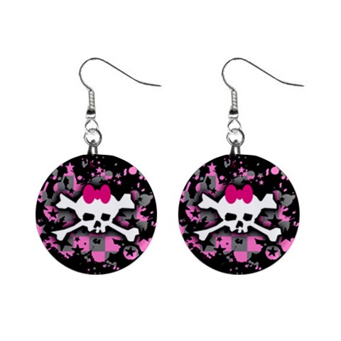 Scene Skull Splatter 1  Button Earrings from ArtsNow.com Front