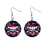 Scene Skull Splatter 1  Button Earrings