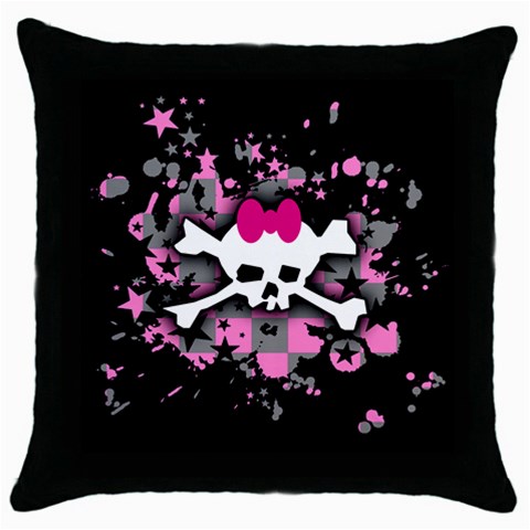 Scene Skull Splatter Throw Pillow Case (Black) from ArtsNow.com Front