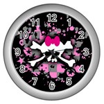 Scene Skull Splatter Wall Clock (Silver)