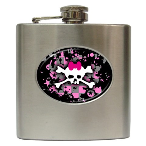 Scene Skull Splatter Hip Flask (6 oz) from ArtsNow.com Front