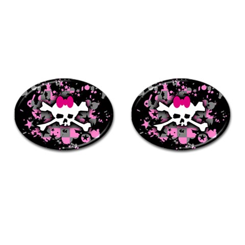 Scene Skull Splatter Cufflinks (Oval) from ArtsNow.com Front(Pair)