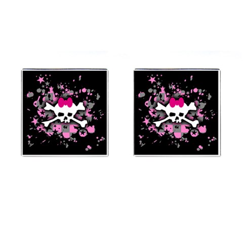 Scene Skull Splatter Cufflinks (Square) from ArtsNow.com Front(Pair)