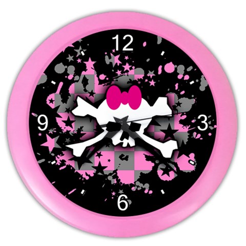 Scene Skull Splatter Color Wall Clock from ArtsNow.com Front