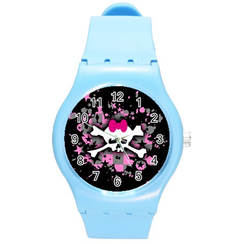 Scene Skull Splatter Round Plastic Sport Watch Medium from ArtsNow.com Front