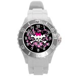 Scene Skull Splatter Round Plastic Sport Watch Large