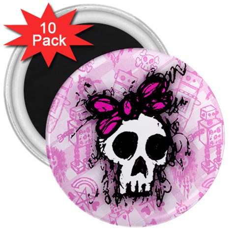 Sketched Skull Princess 3  Magnet (10 pack) from ArtsNow.com Front