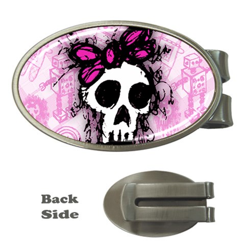 Sketched Skull Princess Money Clip (Oval) from ArtsNow.com Front