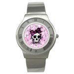 Sketched Skull Princess Stainless Steel Watch