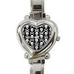 Skull and Crossbones Heart Italian Charm Watch