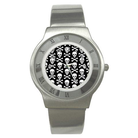 Skull and Crossbones Stainless Steel Watch from ArtsNow.com Front