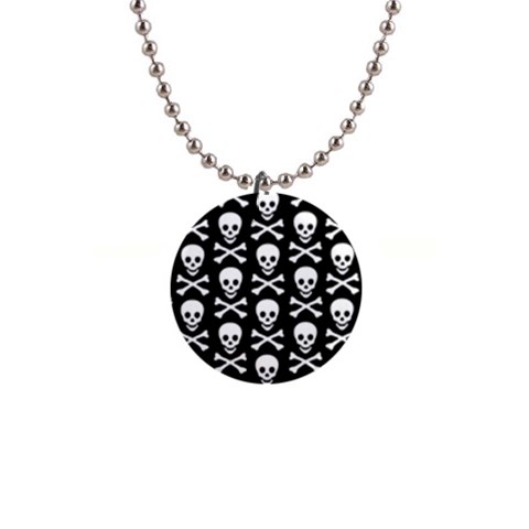 Skull and Crossbones 1  Button Necklace from ArtsNow.com Front