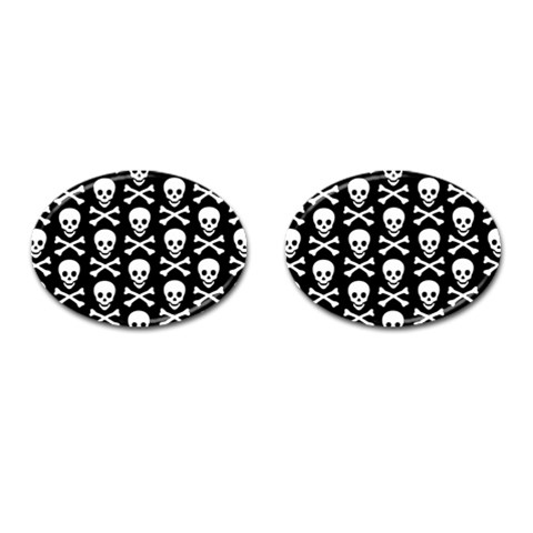 Skull and Crossbones Cufflinks (Oval) from ArtsNow.com Front(Pair)