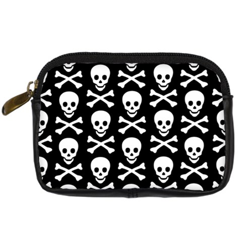 Skull and Crossbones Digital Camera Leather Case from ArtsNow.com Front