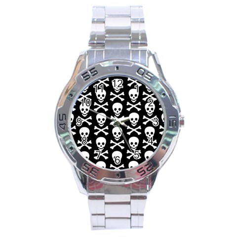 Skull and Crossbones Stainless Steel Analogue Men’s Watch from ArtsNow.com Front
