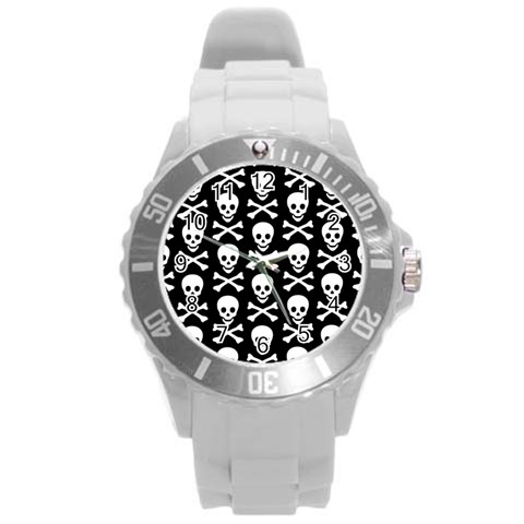 Skull and Crossbones Round Plastic Sport Watch Large from ArtsNow.com Front