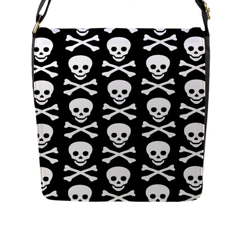Skull and Crossbones Flap Closure Messenger Bag (Large) from ArtsNow.com Front