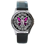 Skull Butterfly Round Metal Watch