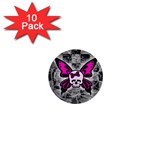 Skull Butterfly 1  Mini Button (10 pack) 