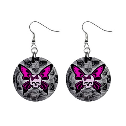 Skull Butterfly 1  Button Earrings from ArtsNow.com Front