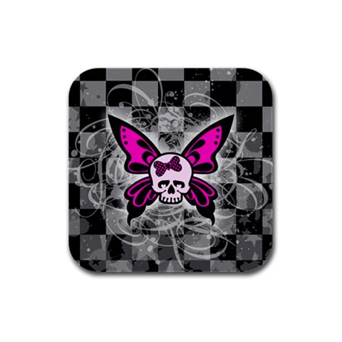 Skull Butterfly Rubber Square Coaster (4 pack) from ArtsNow.com Front