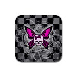 Skull Butterfly Rubber Square Coaster (4 pack)