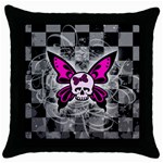 Skull Butterfly Throw Pillow Case (Black)