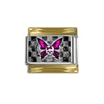 Skull Butterfly Gold Trim Italian Charm (9mm)