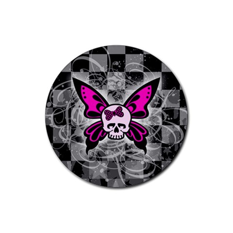 Skull Butterfly Rubber Coaster (Round) from ArtsNow.com Front