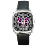 Skull Butterfly Square Metal Watch