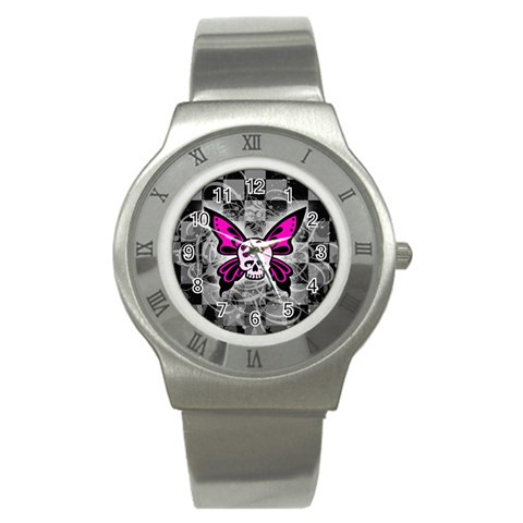 Skull Butterfly Stainless Steel Watch from ArtsNow.com Front