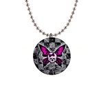 Skull Butterfly 1  Button Necklace