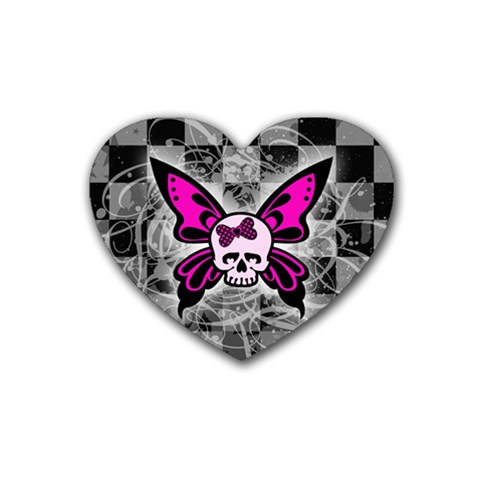Skull Butterfly Rubber Coaster (Heart) from ArtsNow.com Front