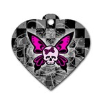 Skull Butterfly Dog Tag Heart (Two Sides)